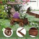 Wooden Wagon Garden Planter Cart with Wheels Rustic Flower Pot Indoor Outdoor Patio Backyard Balcony Decor for Succulents, Flowers and PlantsCarbonized-L, Large-Carbonized