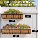VOXOR Railing Planter Boxes, 24 Inch Window Boxes Planters, Balcony Planters with Adjustable Brackets & Coco Liner & Support Rod for Outdoor Fence, Deck, Porch, and Patio Gardening, 2 Pack