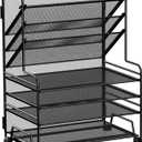 4-Tier Paper Organizer + 3-Pocket File Holder + Drawer + Pen Holders, Desktop File Organizers Paper Tray for Office Supplies School Classroom Organization (Black, No Drawer & Pen Holder)