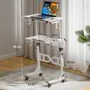 Oransail Small Standing Desk with Wheels, 29.5-45.3 Inch Adjustable Height, Portable Treadmill Desk, Rolling Computer Table for Walking Pad with a Cup Holder and a Hook, Compact