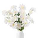UUXX White Dahlia Artificial Flowers 5 Pack Realistic Dahlia 27.5 Inches Floral Long Stem Artificial Flowers for White Wedding Bridal Bouquets Floral Arrangement Table Home Decor