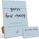 Guess How Many, Bridal Shower Games, Bridal Shower Decorations, Baby Shower Games, Birthday Party Decorations, Sprinkle Shower Game, 1 Wooden Play Sign with Stand and 50 Guess Cards Set Blue01