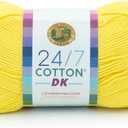 Lion Brand Yarn 24/7 Cotton DK Yarn, Lemon Drop