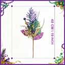 6 PCS Mardi Gras Picks Decoration, 19 Inch Large Glitter Purple Green Gold Floral Pick for Vase Filler, Table Centerpieces, Tree & Wreath DIY, Carnival Picks and Sprays Decor
