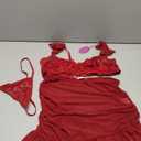 Avidlove Women Lingerie Set Lace Skirt and Bra 3 Piece Lingerie Set Chemise Ruffle Hem Sleepwear (Large, Wine Red)