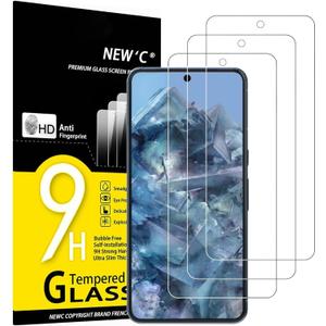 NEW'C 3 Pack Designed for Google Pixel 8 Pro Screen Protector Tempered Glass,Case Friendly Scratch-Proof, Bubble Free, Ultra Resistant (Transparent)