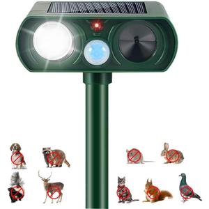 Upgraded Solar Ultrasonic Animal Outdoor, Deer Repellent Devices Motion Detection, Waterproof Cat Squirrel Mouse Raccoon Dog Deterrent with LED Flash Lights for Yard Garden-1PACK