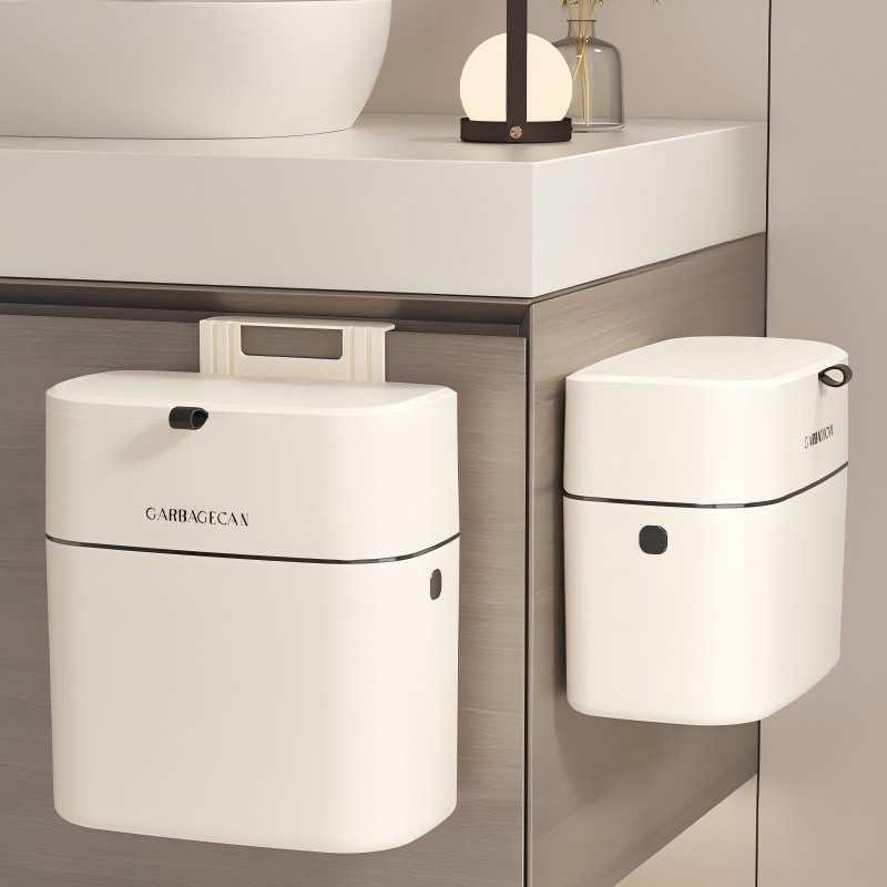 ZOHCAJBO Hanging Small Trash Can with Lid for Cabinets/Bathrooms/Bedrooms/Offices/Camping (Big)