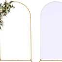 Vincidern 6.6FT Wedding Arch Backdrop Stand and White Cover Set, Metal Backdrop Arch Stand and Cover for Birthday Parties, Baby Showers, Graduation, Event Decorations