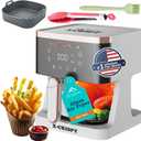 APSARAS USA Air Fryer Glass, 5.2QT Convection Oven Glass Air Fryer Non Toxic, Transparent Fry Bowl | Cook Shrimp, Steak, Fries, Wings, Chicken & More | Precise Temperature Control & Time