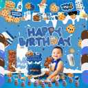 Milk and Cookies Birthday Party Supplies , Milk Cookies Baby Shower Party Decorations Banner, Backdrop,Cake Topper,Ballons,Chocolate Chip Cookies and Milk Gender Reveal Decorations