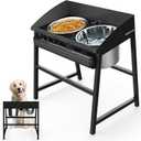 Spill Proof Tilted Elevated Dog Bowls for Large Breed, 15 Tall Raised Dog Bowl with Stand, Stainless Steel Dog Food Bowl & Water Bowl Set for Indoor & Outdoor Use, Easy Clean Large Dog Bowl Dog Dish