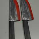 MyersCostume 2Pcs Halloween Knife Jumbo Plastic Bloody Butcher Knife Halloween Butcher Prop Metallic