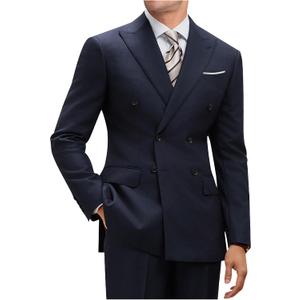 Mens Double Breasted Suit Slim Fit Solid Suit Jacket and Dress Pants 2 Piece Set Prom Wedding Suits for Men Small