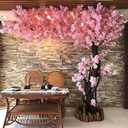 Artificial Cherry Blossomtree Handmade with Cherry Blossom Branches for Indoor Landscaping Wedding Decorations Outdoor Hotel Decoration (001, H3.9ftxL3.2ft)