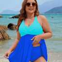 Edelqual Womens Plus Size Tankini Swimsuit Two Piece Tummy Control Bathing Suits Swim Dress Swimwear with Shorts (XXL)