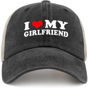 I Heart My Girlfriend I Love My Girlfriend GF hat Funny Hats for Men hat (Allblack)