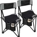 REDCAMP 2 Pack Tripod Camping Chairs Folding Lightweight, Portable 3 Legged Tripod Stool Seat with Backrest, Small Golf Chair Compact for Adults Fishing Hunting, Black