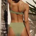 KRLAGAPAS Matcha Green Sexy Bikini Sets Y2K 2 Piece Swimsuit, Knot Triangle Bikini Top for Slim Young Ladies Women with Small Bust, High Leg Super Cheeky Bottom, SW13MatchaGreen 10