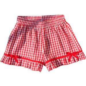 SOLY HUX Women's Plaid Print Shorts Elastic Waist Bowknot Ruffle Bottoms Cute Sweet Short Pants (Red, S)