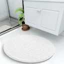 Arotive Luxury Round Chenille Bathroom Rug Mat, Extra Soft Thick Absorbent Shaggy Bath Rugs, Non-Slip Machine Wash Dry Plush Bath Mats for Bathroom, Shower and Tub, 24x24, White