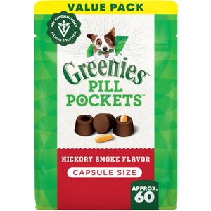 Greenies Pill Pockets for Dogs Large Size, Dog Treat Pouch for Capsule Medication, Hickory Smoke Flavor, 15.8 oz. Pouch (EXP 04/17/26)