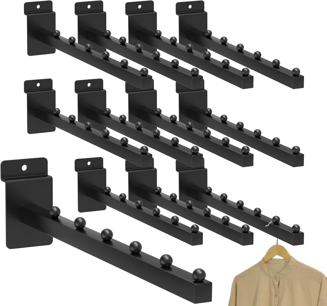 12-Pack 6 Ball Waterfall Slatwall Hooks, 12 Inch Slatwall Accessory with Faceout Hooks and Hangers, This Slat Wall Waterfall Hook Heavy Duty Accessories for Retail Organization(Black)
