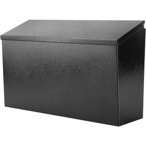 Wall-Mount Mailbox for Outside,Large Capacity Mail Box Waterproof and Rust-Resistant, Galvanized Steel Metal Post Box, Mailboxes for House, 15.7"x9.9"x4.9" Black