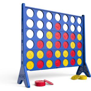 Connect 4 Oversized Edition Game - Giant Classic Four-in-a-Row Family Fun - Indoor & Outdoor Strategy Board Games for Adults & Kids - 42-Count Colorful Discs - Quick Assembly & Slide Release Reset
