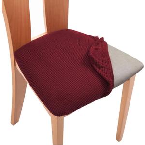 3 PCS Chair Seat Covers Stretch Chair Slipcovers Dining Room Chair Seat Covers with Ties Removable Washable Chair Seat Cushion Slipcovers for KitchenBanquetRestaurant and MoreWine Red