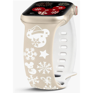 Girovo Christmas Cartoon Band Compatible with Apple Watch Bands for Women 40/38/41/42/44/45/46/49mm, Cute Two-Tone Engraved Soft Silicone Sport Strap for iWatch Series 11 10 9 8 7 6 5 4 SE/Ultra 3 2 1