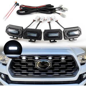 AUTOXBERT Tacoma LED Grill Lights Compatible with Toyota Tacoma 2020 2021 2022 2023 TRD Off-Road & Sprot OEM Front Grille White Lights with Fuse4PCS Black Shell White Lights