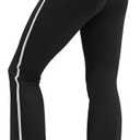 Flare Workout Leggings for Women Side Stripes - High Waisted Seamless Track Pants 31" for Yoga Gym Pilates, Black Medium