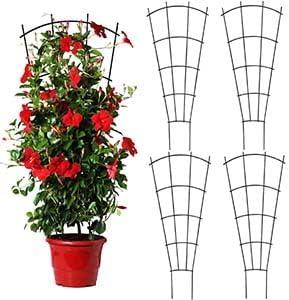 Mklsit 4 Pack 43'' Indoor Plant Trellis for Potted Plants, Metal Garden Trellis for Climbing Plants Outdoor, Black Coated Flower Pot Trellis for Climbing Plants Houseplants Vine Ivy
