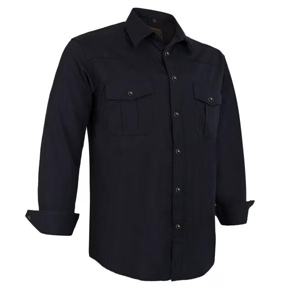 Coevals Club Mens Pearl Snap Solid Western Cowboy Button Up Dress Long Sleeve Work Shirts Black, XL