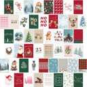 TwoDays Christmas Wall Art Collage Kit, Retro Xmas Cards, Classic Holiday Santa Poster for Room Decor, Boho Aesthetic Pine Tree Cheers Artwork Picture Postcards Prints. (Set of 50, 4" × 6")