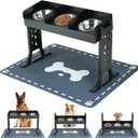 Elevated Dog Bowls for Large Breeds, Triple Dog Bowl Stand with 3 Stainless Steel Bowls, Adjustable Raised Dog Feeding Station, Slow Feeder Anti-Gulping Design, Heavy Duty