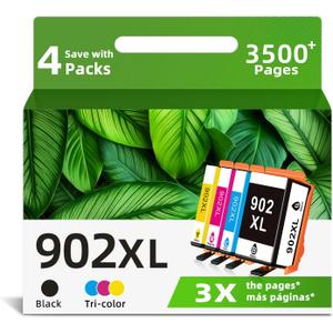 902XL Ink Cartridge Combo Pack Replacement for HP 902 XL HP902 HP902XL work with 6978 6968 Printer OfficeJet 6960 6970 6975 6979 6958 6950 6951 6954 6956 6961 6962 6963 6966 Black and CMY 4-Pack