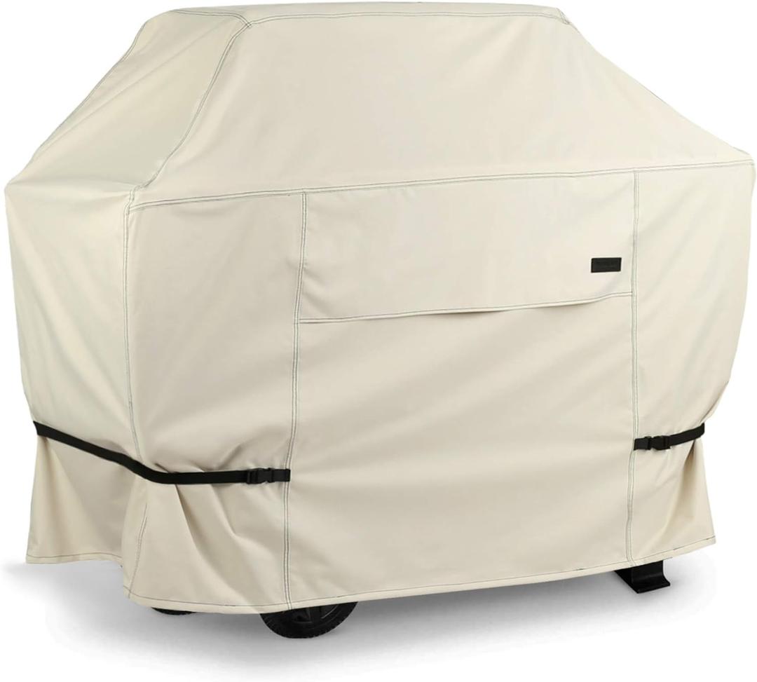 NettyPro Gas BBQ Grill Cover 56 Inch Waterproof 600D Heavy Duty Outdoor Barbecue Cover for Char-Broil, Brinkmann, Nexgrill Grills and More, Beige (56W x 24D x 46H)