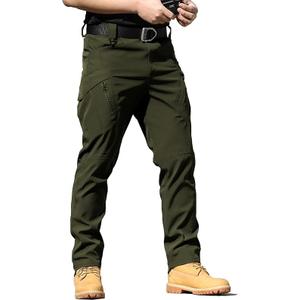 Men's Tactical Cargo Pants Stretch Ripstop Lightweight Waterproof Multi Pockets Work Hiking Outdoor Casual Pants, Green, Size L