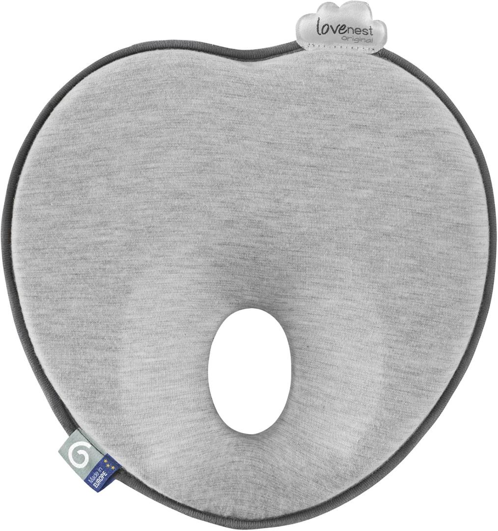 Babymoov Lovenest Organic Baby Infant Cushion, Pediatrician Designed Versatile, Comfortable, Machine-Washable Head and Neck Support, Baby Registry Must Have (Gray)