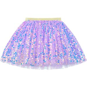 KEREDA Toddler Girls Layered Tutu Skirt Sparkling Sequin Tulle Dance Skirts (6-8 Years, Purple)