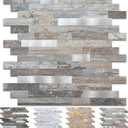 10 Sheet Peel and Stick Backsplash Tile, Stick on Tiles for Backsplash Kitchen, Bathroom, Laundry Room, Camper, Fireplace. (20Trapezoidal Distressed Silvery Moon)