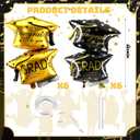 12 Pieces Black and Gold Graduation Hat Balloon 32 Inches Congrats Grad Cap Foil Balloons for Class of 2026 Party Decorations Supplies