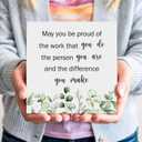 May You Be Proud of the Work Wooden Box Sign Decor, Farmhouse Plaque Home Office Decoration for Wall Table Desk, Appreciation Thank You Gifts for Coworker Employee Boss, 5x5 Inch