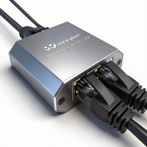 RJ45 Ethernet Splitter 1 to 2, 1000Mbps High Speed LAN Splitter Switch for Cat 5/5E/6/7/8 Cable, 2 Devices Work Simultaneously, Gray