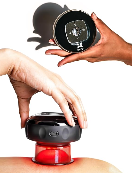 REVO The Original 4in1 Smart Cupping Therapy Massager, Red Light Therapy for Targeted Pain Relief, Knots, Aches, Muscle Soreness, Circulation & Tighter Skin, Portable Cupping Kit