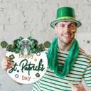 TOARTi Happy St. Patrick's Day Wooden Door Wreath (11.4"x11.4"), Rustic Saint Patricks Welcome Wall Sign Hanging, Scandinavian Irish Home Decoration for Saint Patricks Day Gift