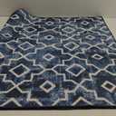 Wonnitar Moroccan Washable Area Rug 3x5 Blue Entry Rug, Non-Slip Neutral Kids Room Bedroom Mat Modern Geometric Trellis Throw Rug Floor Carpet for Dining Room Laundry (Post Blue,3'x5')
