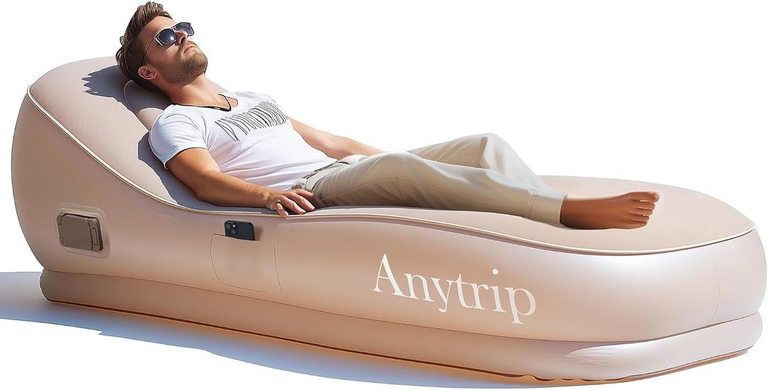Inflatable Couch Air Sofa Blow Up Lounger with Built-in Pump,Portable Self-Inflating Lounge Chair for Home Camping Traveling Outdoor
